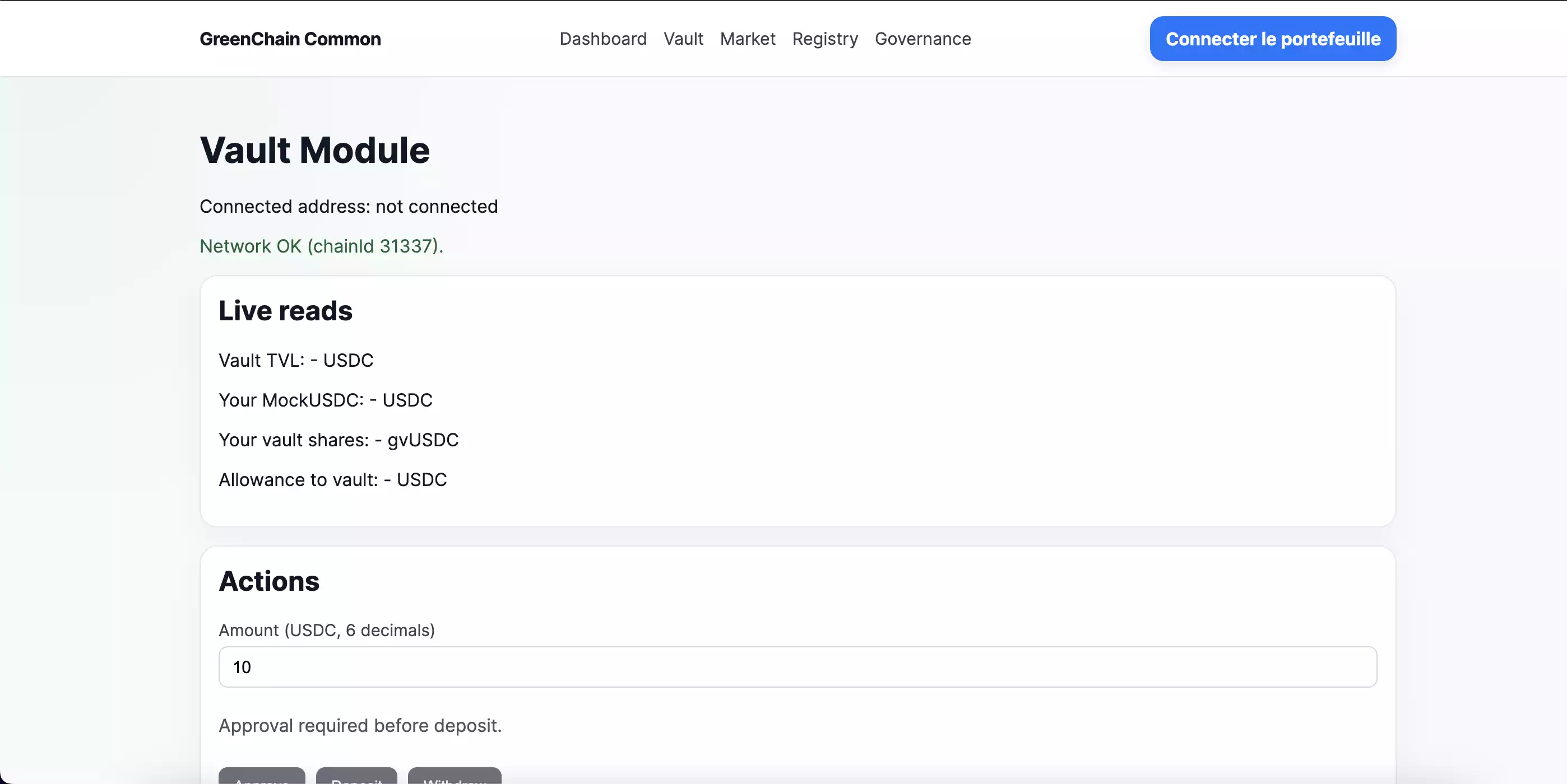 Vault — Dépôt et retrait de capital
